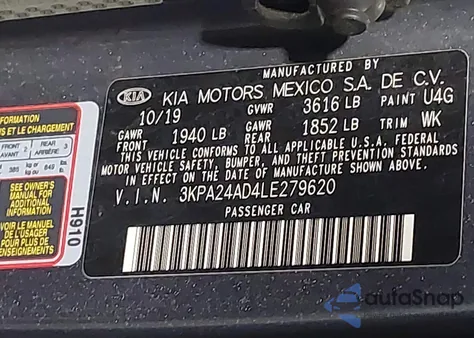 2020 Kia Rio S z USA, uszkodzony, nr VIN 3KPA24AD4LE279620